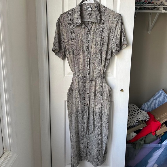 Vintage Black and White Snakeskin Shirt Dress ROBBIE BEE - Picture 3 of 5